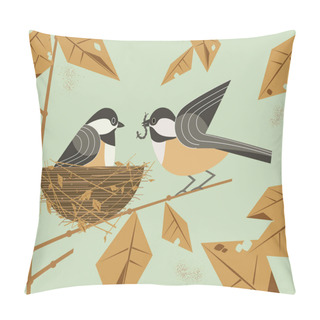 Personality  Chickadee Bird Couple Pillow Covers