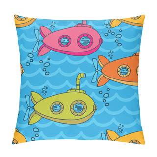 Personality  Seamless Pattern With Cute Vintage Submarines Pillow Covers