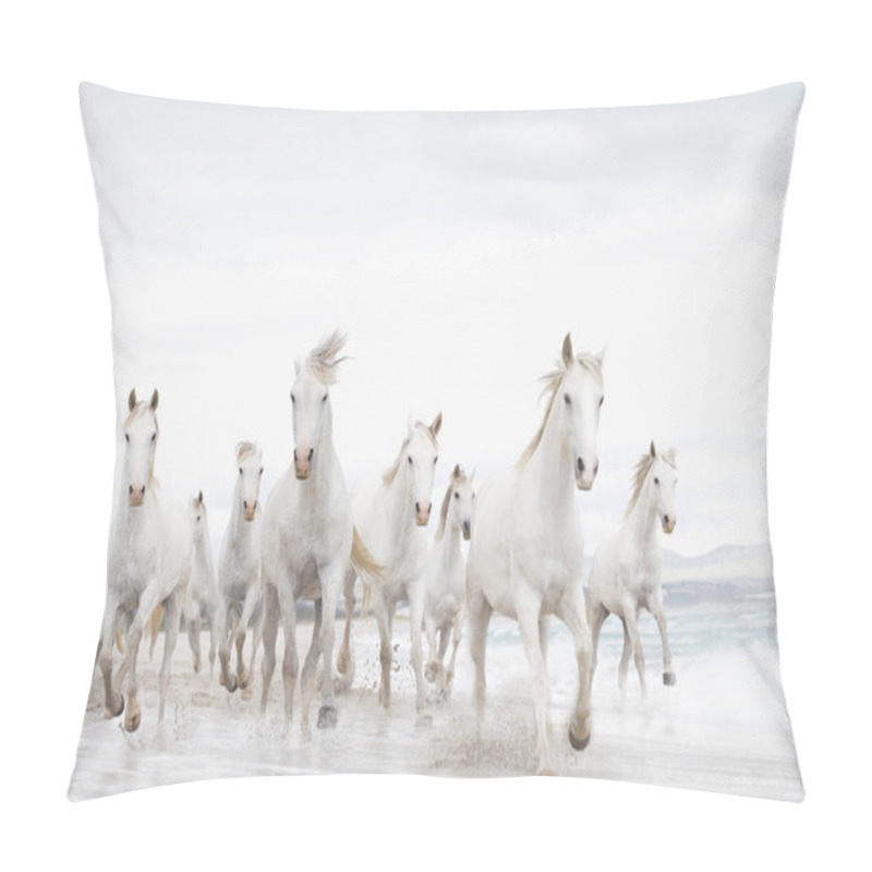 Personality  White Horses On The Beach Pillow Covers