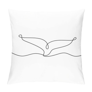 Personality  Whale's Tail One Line Drawing Isolated On White Background. Big Fish Mammal Animal In The Sea On The Wave. Wildlife Concept. Hand Drawn Minimalism Style. Vector Sketch Illustration Pillow Covers