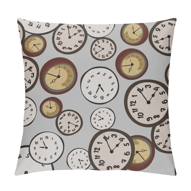 Personality  Abstract Seamless Pattern With Red Apples And Clock Faces On Dark Blue Background.Elegant Retro Design  Pillow Covers