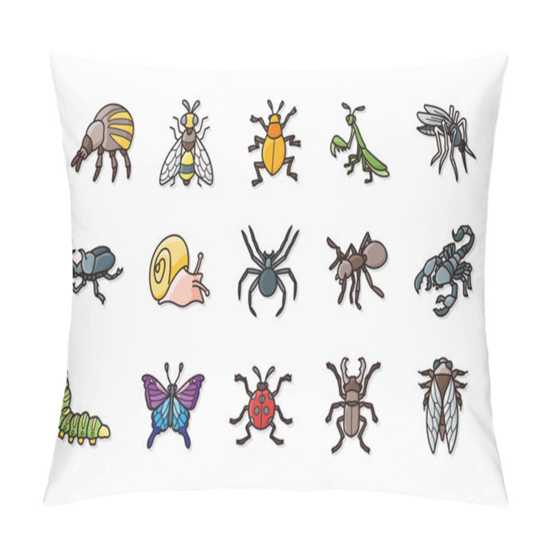 Personality  Insects and bugs icons set,eps10 pillow covers