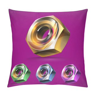 Personality  Metal Nuts Icons,  Vector Illustration  Pillow Covers