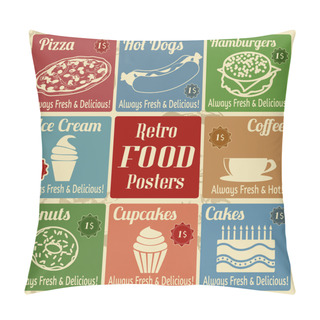 Personality  Set Of Vintage Food Posters Pillow Covers