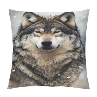 Personality  Close-up Of A Wolf In The Wild In Winter Pillow Covers