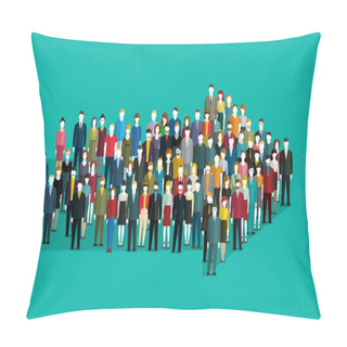 Personality  Concept Of Leadership And Direction. Crowd Of People Gathered In An Arrow Shape. Flat Design, Vector Illustration. Pillow Covers
