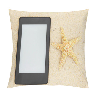Personality  A Blank E-reader On The Beach For Your Summer Reading That You Can Use As A Mock Up For Your Message Pillow Covers