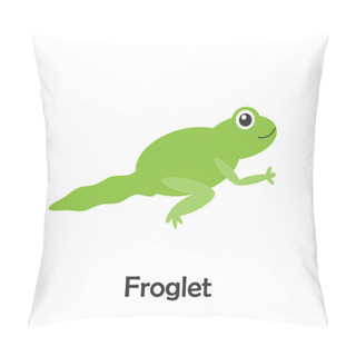 Personality  Froglet In Cartoon Style, Pond Card For Kid, Preschool Activity For Children, Vector Illustration Pillow Covers