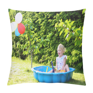 Personality  Happy Little Girl Playing With Sand In Sunny Garden Pillow Covers