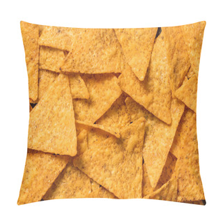 Personality  Top View Of Delicious Traditional Crunchy Mexican Nachos Pillow Covers