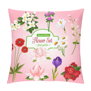 Personality  Vector Poster Of Spring Garden Flowers Set Pillow Covers