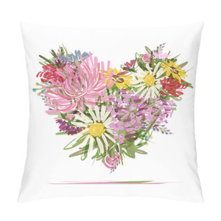 Personality  Floral Summer Bouquet, Heart Shape For Your Design Pillow Covers