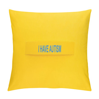Personality  Panoramic Shot Of Bracelet With I Have Autism Inscription Isolated On Yellow Pillow Covers