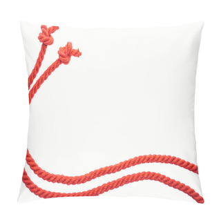 Personality  Red Long Curled Ropes With Knots Isolated On White Pillow Covers