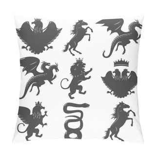 Personality  Heraldic Animals Decorative Graphic Icons Set Pillow Covers