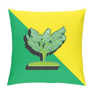 Personality  Big Plant Like A Small Tree Green And Yellow Modern 3d Vector Icon Logo Pillow Covers