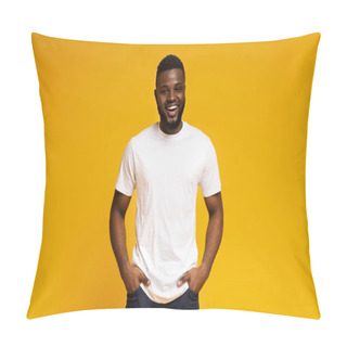 Personality  Positive African American Man Laughing With Hands In Pockets Pillow Covers