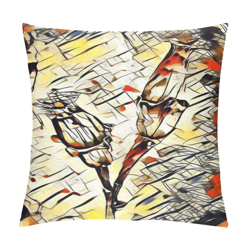 Personality  Abstract flowers oils painting - art illustration pillow covers