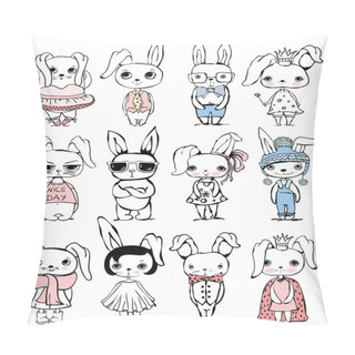 Personality  Set Of 12 Cute Fashion Rabbits Pillow Covers