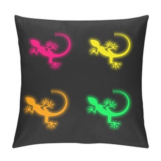 Personality  Animal Four Color Glowing Neon Vector Icon Pillow Covers