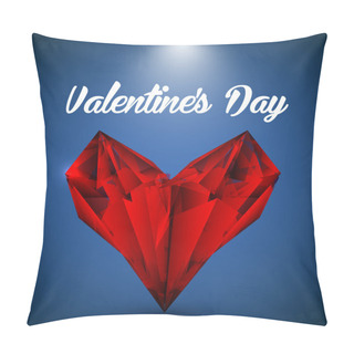 Personality  Vector Red Crystalline Heart. Greeting Card For Valentine's Day. Pillow Covers