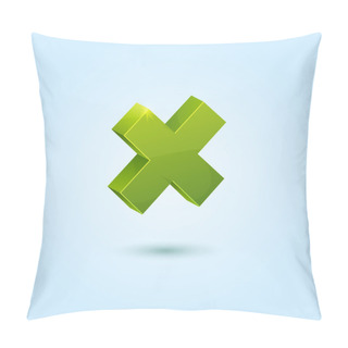 Personality  Green X Mark Symbol Isolated On Blue Background Pillow Covers