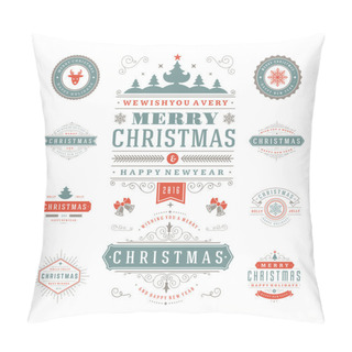 Personality  Christmas Labels And Badges Pillow Covers