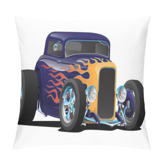 Personality  Vintage Hot Rod Car With Classic Flames Isolated Vector Illustration Pillow Covers