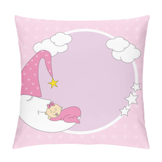 Personality  Baby Girl Arrival Announcement Card Pillow Covers