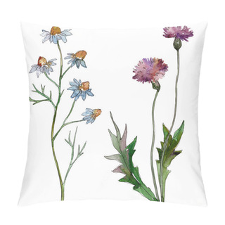 Personality  Wildflowers Floral Botanical Flowers. Wild Spring Leaf Wildflower Isolated. Watercolor Background Illustration Set. Watercolour Drawing Fashion Aquarelle. Isolated Flowers Illustration Element. Pillow Covers