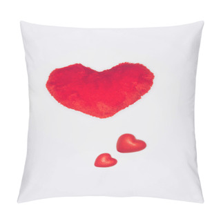 Personality  Red Hearts As Valentines Day Composition Isolated On White, St Valentines Day Concept Pillow Covers