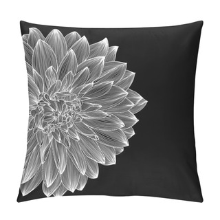 Personality  Black And White Card Design With Drawing Of Dahlia Flower Pillow Covers