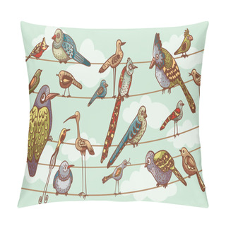 Personality  Funny Cartoon Birds. Set. Pillow Covers