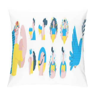 Personality  War And Peace Flat Vector Illustration. Creative Poster Pillow Covers