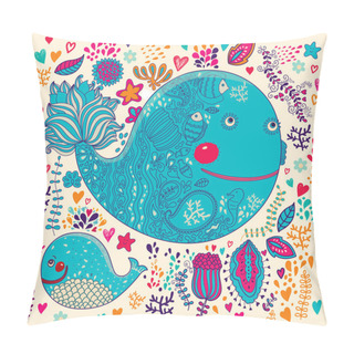 Personality  Vector Illustration With Whales Pillow Covers