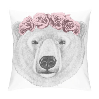 Personality  Polar Bear With Floral Head Wreath Pillow Covers