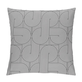 Personality  Seamless Geometric Pattern. Geometric Simple Print. Vector Repeating Texture. Linear Background. Retro Motif Graphic Texture. 80s Style Background With Concentric Circles And Lines Overlapping. Pillow Covers