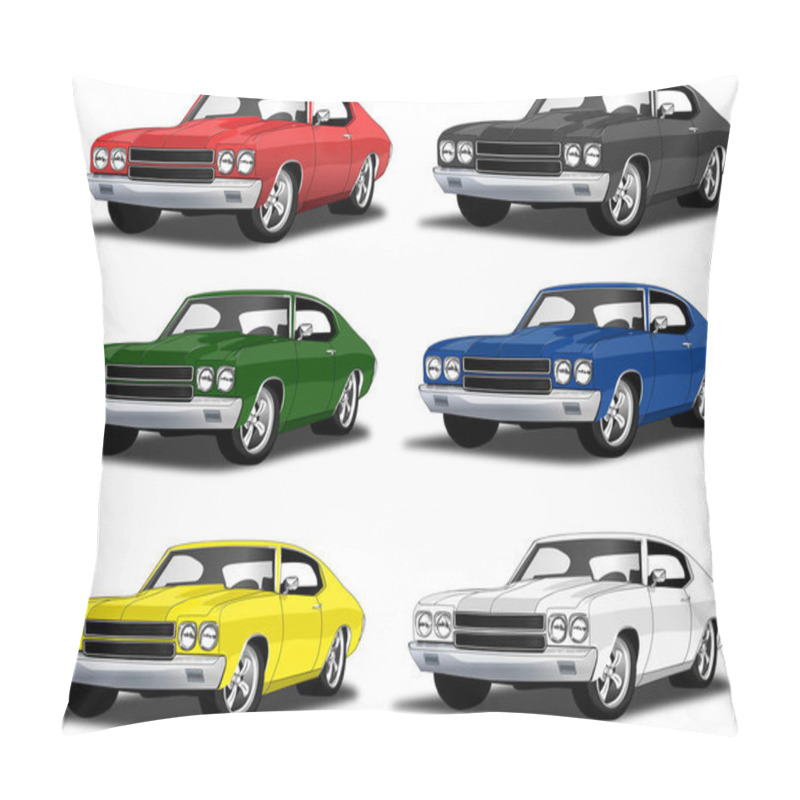 Personality  70's Classic Muscle Cars In Multiple Colors Pillow Covers