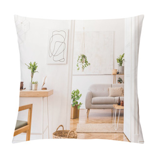 Personality  The Design Boho Interior Of Living Room In Cozy Apartment Withh  Elegant Personal Accessories.  Pillow Covers