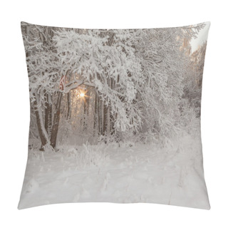 Personality  Winter Snow-covered Wood.  Pillow Covers