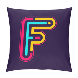 Personality  F Letter Logo With Neon Lines Pillow Covers