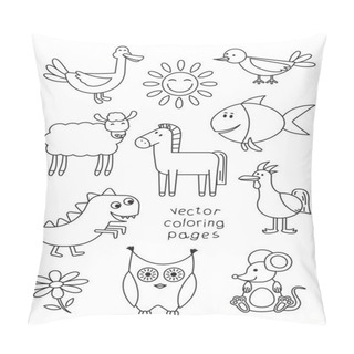 Personality  Cartoon Animals Coloring Book Pillow Covers