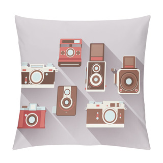 Personality  Vector 2D Flat Retro Cameras Pillow Covers