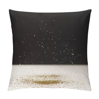 Personality  Selective Focus Of White Table With Bright Sparkles Isolated On Black  Pillow Covers