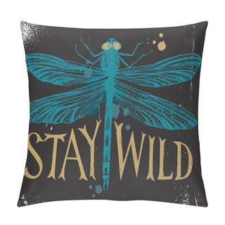 Personality  Background With Dragonfly And Hand Drawn Lettering Pillow Covers