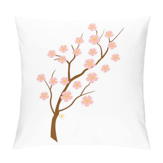 Personality  Vector Realistic Cherry Blossom Branch. Cherry Blossom With Pink Sakura Flower Vector Pillow Covers