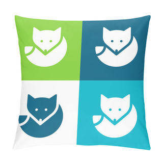 Personality  Arctic Fox Flat Four Color Minimal Icon Set Pillow Covers