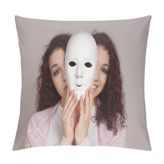 Personality  Two-faced Woman Manic Depression Concept Pillow Covers