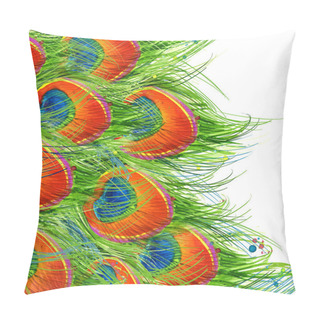 Personality  Exotic Peacock Feather Background. Peacock Feather Illustration Watercolor Textured Background. Unusual Illustration Watercolor Peacock For Poster, Textiles, Fashion Design Pillow Covers