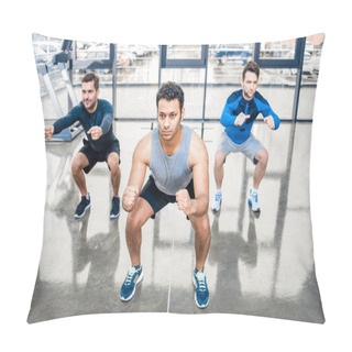 Personality  Men Exercising At Sports Center Pillow Covers